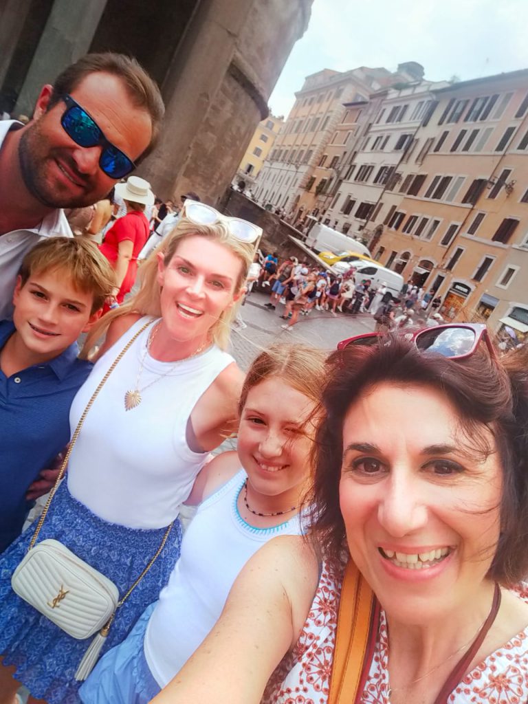 Lee and family in Rome, with Fiamma guide.